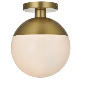 Elegant Lighting Eclipse 10 Inch Flush Mount Frosted White Shade in Satin Gold - 1 of 4