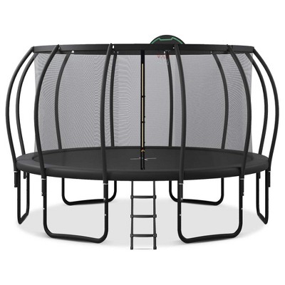 BestParts 16FT Trampoline with Upgraded ArcPole, Safety Net, Basketball Board & 12 Ground Stakes for Outdoor Play