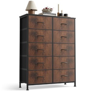 Gulches Wardrobe Storage Cabinet, Brown and Black 10 Drawers, Cloth Pull-Out Iron Rack For Bedroom, Cloakroom, Small Spaces - 1 of 1