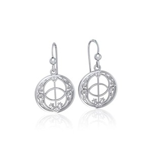 Slickblue Women's Sterling Silver Drop Earrings, Chalice Well Celtic Design, Spiritual Style, Silver, 1.22 Inch - 1 of 4