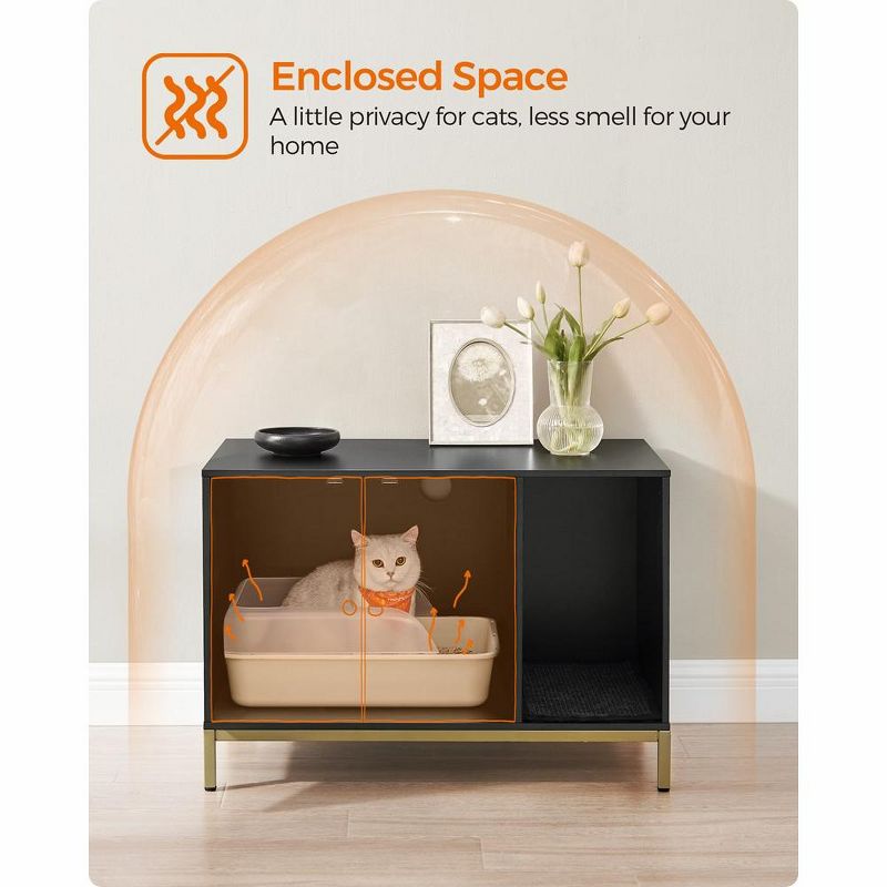 Feandrea Litter Box Enclosure, Modern Furniture with Scratching Mat, Cat House, 3 of 6