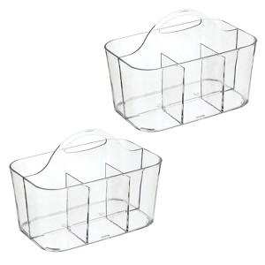mDesign Small Plastic Divided Cosmetic Storage Organizer Caddy Tote Bin - Clear - 1 of 4