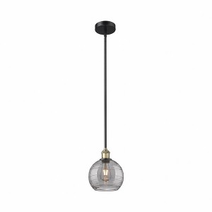 Athens Deco Swirl - 1 Light Stem Hung Mini Pendant In Industrial Style-9.38 Inches Tall and 8 Inches Wide - 1 of 1