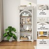 66.7-Inch Tall Arched Display Cabinet,Wooden 4-Tier Bookshelf with Doors and Shelves for Living Room, Office and Kitchen-Tanpinhause - 4 of 4