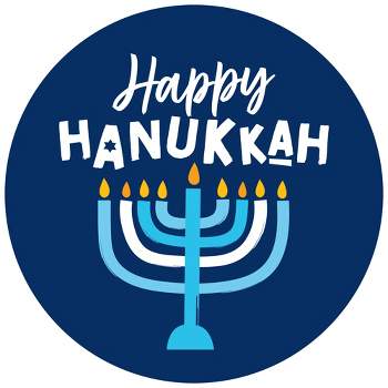 Big Dot of Happiness Hanukkah Menorah - Chanukah Holiday Party Circle Sticker Labels - 24 Count