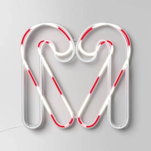 LED Animated Neon Candy Canes Forming Heart Hangable Sign White/Red - Wondershop™ - 1 of 4
