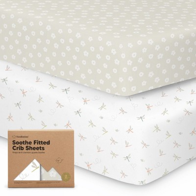 KeaBabies 2pk Soothe Fitted Crib Sheets Neutral, Organic Baby Crib Sheets, Fits Standard Nursery Baby Mattress