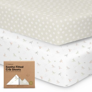 KeaBabies 2pk Soothe Fitted Crib Sheets Neutral, Organic Baby Crib Sheets, Fits Standard Nursery Baby Mattress - 1 of 4