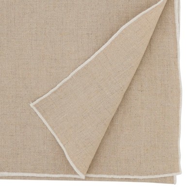 Cream Linen Rectangle Table Runner with Piping Trim