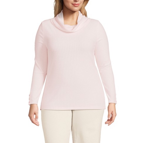 Lands End Women s Plus Size Long Sleeve Wide Rib Turtleneck 1x Pale Petal Target