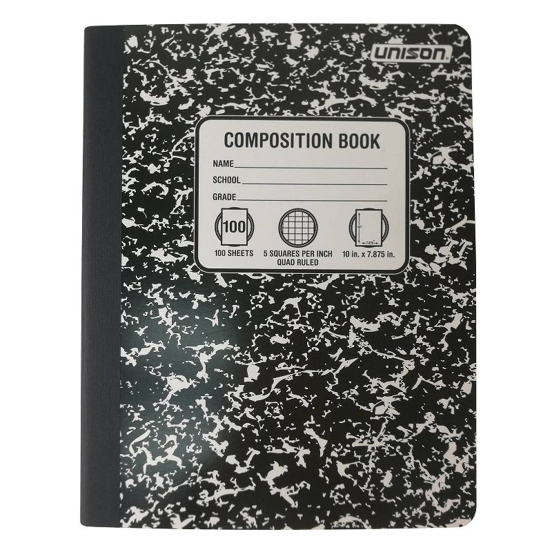 Graph Ruled Solid Composition Notebook Black - Unison, 1 of 4