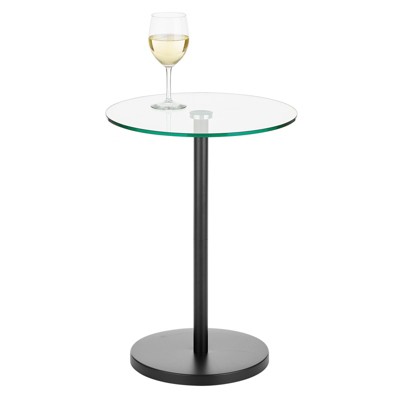 mDesign Metal/Glass Top Round Accent Side/End Drink Table Furniture