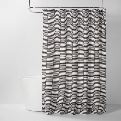 Colorblock Stripe Shower Curtain Black/White - Room Essentials™