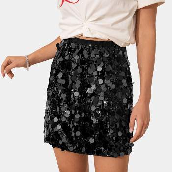 Women's Black Sequin High Waist Mini Skirt - Cupshe