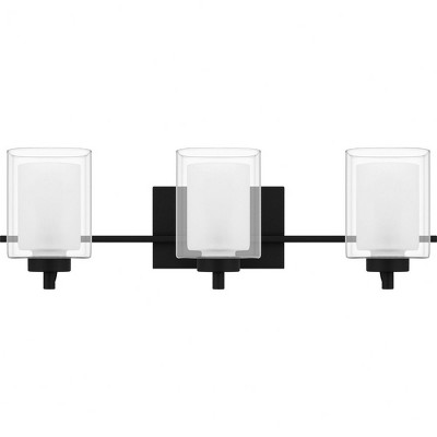 Matte Black 3-Light Vanity with Frosted Glass Shades