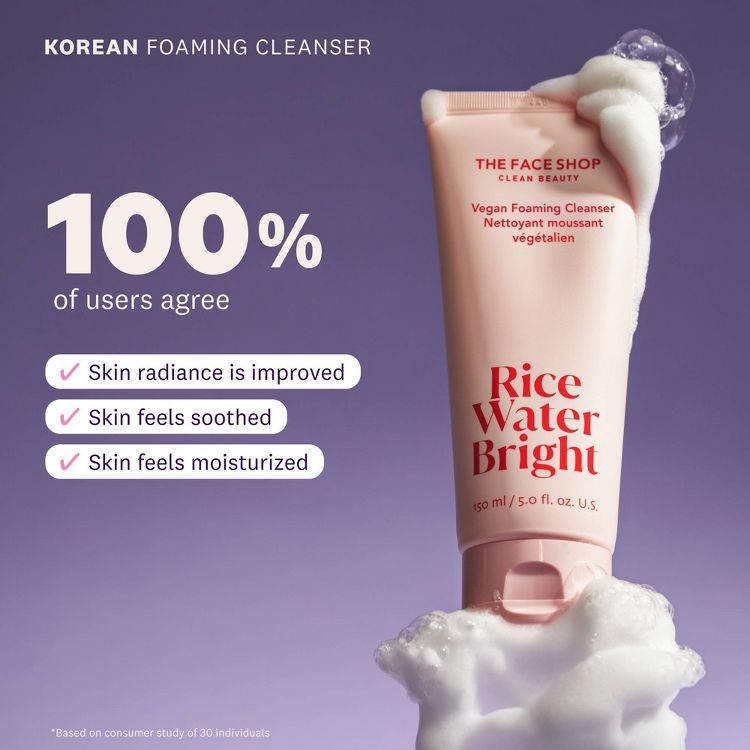 The Face Shop Rice Water Bright Vegan Foaming Cleanser - 5 fl oz: Hydrating, Makeup Removal, Normal, Oily, Combination, Dry Skin, 5 of 12