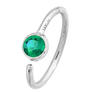 Jewelry Avalanche 20G 14K Gold Bezel Set Emerald Nose Hoop Ring, 8mm, May Birthstone - 1 of 3