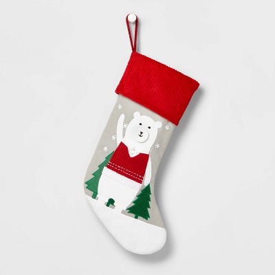 20" Polar Bear Christmas Stocking - Wondershop™