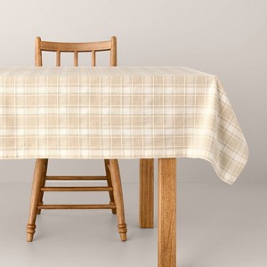 Grid Plaid Cotton Tablecloth Beige/Cream - Hearth & Hand™ with Magnolia - 1 of 3