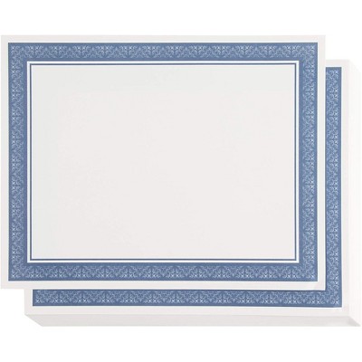 Best Paper Greetings 50 Pack Blank Award Certificate Sheets with Blue Border for Printing Graduation Diploma Paper, White, 8.5 x 11 inch