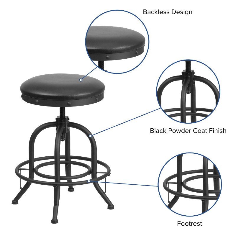 Flash Furniture 24'' Counter Height Stool with Swivel Lift Black LeatherSoft Seat, 4 of 12