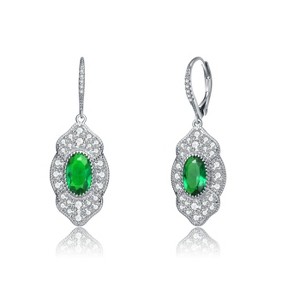 Guili Sterling Silver White Gold Plated Drop Earrings with Colored CZ, a classic jewelry piece that brings elegance and sparkle to any look - 1 of 3