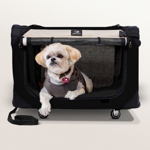 PetLuv Cat & Dog Pull-Along Carrier on Wheels & Rolling Travel Crate, Removable Soft Pillow, Privacy Windows, Locking Zippers, Pocket, Seatbelt Loops - 1 of 4