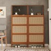 ORRD Narrow Rattan Shoe Cabinet with 3 Flip Drawers & Pegboard, 65"H Free Standing Entryway Storage Organizer for Hallway, 25"W - 4 of 4