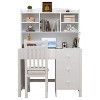 PAGED Office Desk with Upholstered Chair, Vintage Computer Desk with Bookshelf, Writing Desk with Four Drawers for Study, Home Office - 4 of 4