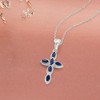 Ross-Simons 0.80 ct. t.w. Marquise Sapphire Cross Pendant Necklace in Sterling Silver - 3 of 4