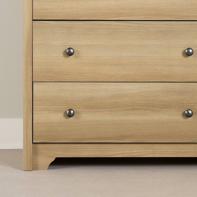 Natural Ash 6-Drawer Double Dresser with Metal Knobs