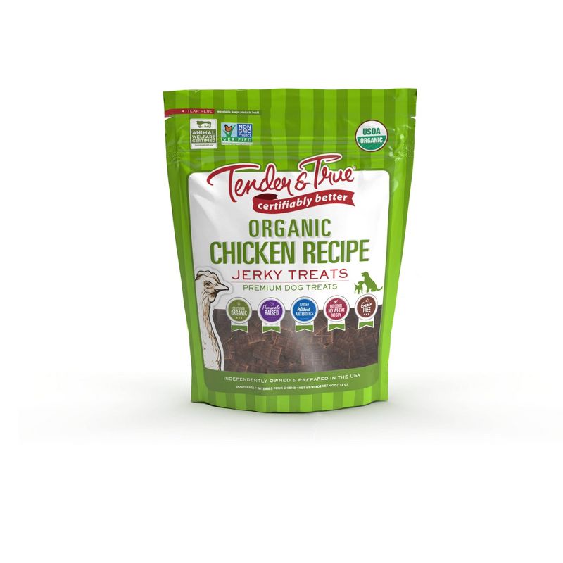 Tender &#38; True Organic Chicken Recipe Jerky Dog Treats - 4oz, 1 of 6