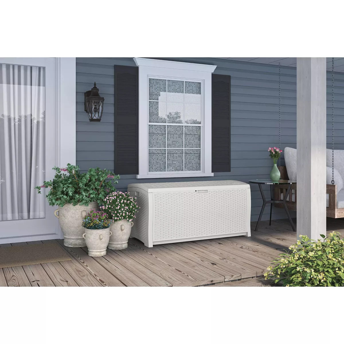 Suncast Lockable Outdoor 2-door Cabinet Deck Box With Adjustable Shelf For  Lawn, Garden, Patio, & Pool Accessory Storage, Cool Gray (2 Pack) : Target