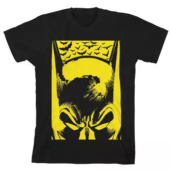 Batman Yellow Mask And Bats Black T-shirt Toddler Boy To Youth Boy : Target