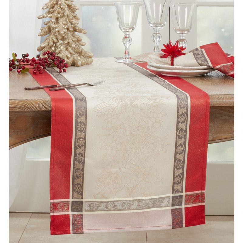Saro Lifestyle Table Runner With Jacquard Christmas Design, 3 of 4