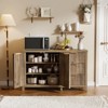 PAKASEPT 55" Fluted Buffet Sideboard Kitchen Cupboard Storage Cabinet with 3 Drawers & 2 Doors Brown - 3 of 4