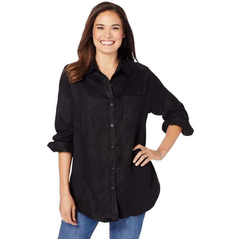 Woman Within Women's Plus Size Soft Sueded Moleskin Shirt, 1 of 2