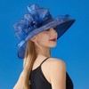 Anna-Kaci Women's Wide Brim Organza Dress Hat with Sheer Ribbon Floral Design for Formal Events and Sun Protection - 3 of 4