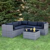 Northlight Taupe Outdoor Wicker Lounge Sectional Set with Coffee Table and Glass Top - 2 of 4