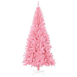 vidaXL Christmas Tree Holiday Decoration Artificial Xmas Tree with Stand PVC - Pink 8 x 4 ft - 1 of 4