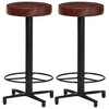 vidaXL Bar Stool Set of 2 Brown, Black Real Leather, Powder-Coated Iron - 2 of 4