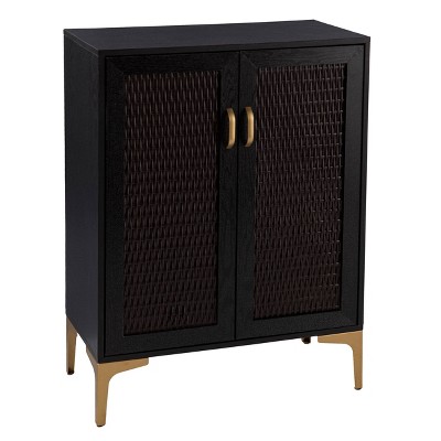 Fhamtes Two Door Bar Cabinet Black/Gold - Aiden Lane