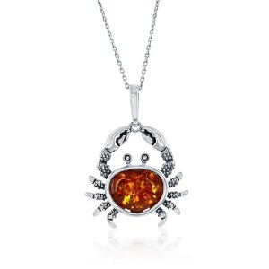 Simona Sterling Silver, Amber Crab 18" Pendant Necklace - Brown - 1 of 2