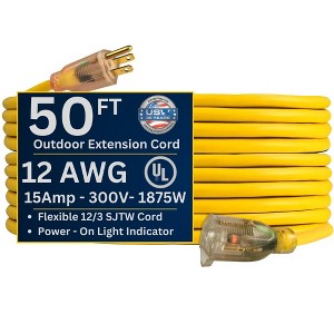 US Wire and Cable 12/3 Gauge Lighted Heavy Duty General Purpose Extension Cords - 1 of 4