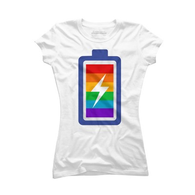 Adult Design By Humans Pride Charging Battery By PINHEAD66 T-Shirt