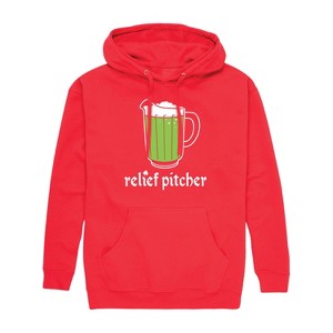 Men's - Instant Message - Relief Pitcher Green Beer Graphic Fleece Pullover Hoodie - 1 of 4