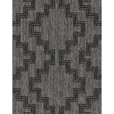Charcoal Geometric Synthetic 4' x 6' Indoor/Outdoor Rug