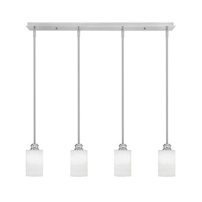 Toltec Lighting Edge 4 - Light Chandelier in  Brushed Nickel with 4" White Muslin Shade