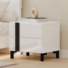 3 Pieces Bedroom Sets, Queen Size Floating Platform Bed with LED Light and High Gloss Finish,  2 Nightstands with 2 Drawers, White-ModernLuxe - 4 of 4