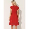 INSPIRE CHIC Women's Vintage V Neck Cap Sleeve Elegant Chiffon A-Line Dresses - 3 of 4